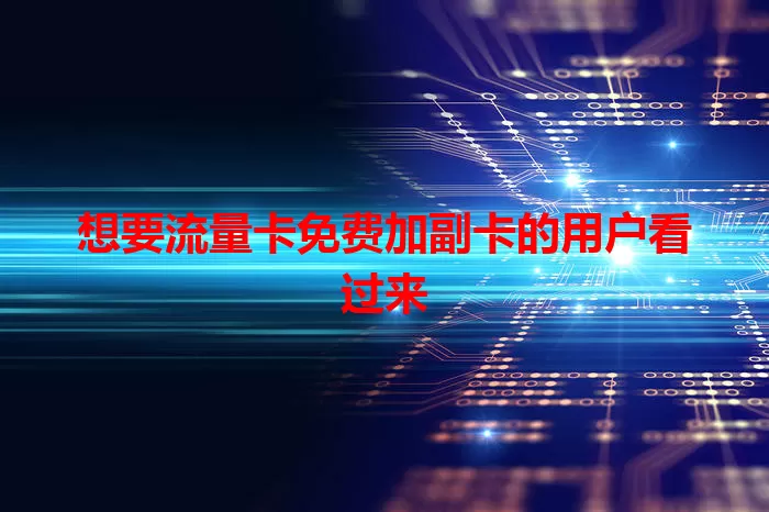 想要流量卡免费加副卡的用户看过来