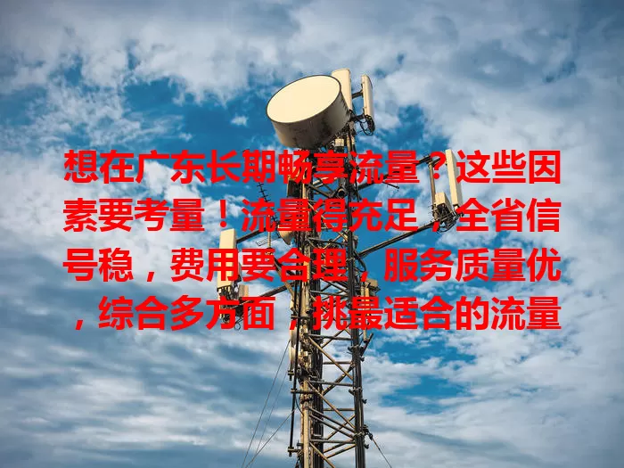 想在广东长期畅享流量？这些因素要考量！流量得充足，全省信号稳，费用要合理，服务质量优，综合多方面，挑最适合的流量卡，畅享便捷网络生活