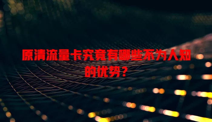 原清流量卡究竟有哪些不为人知的优势？