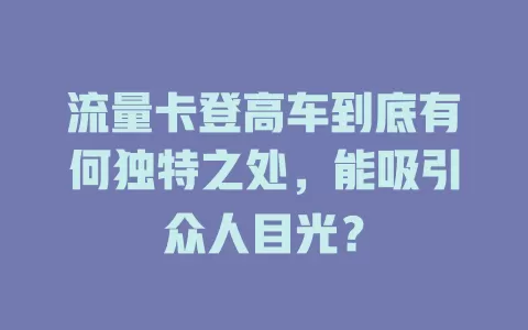 流量卡登高车到底有何独特之处，能吸引众人目光？