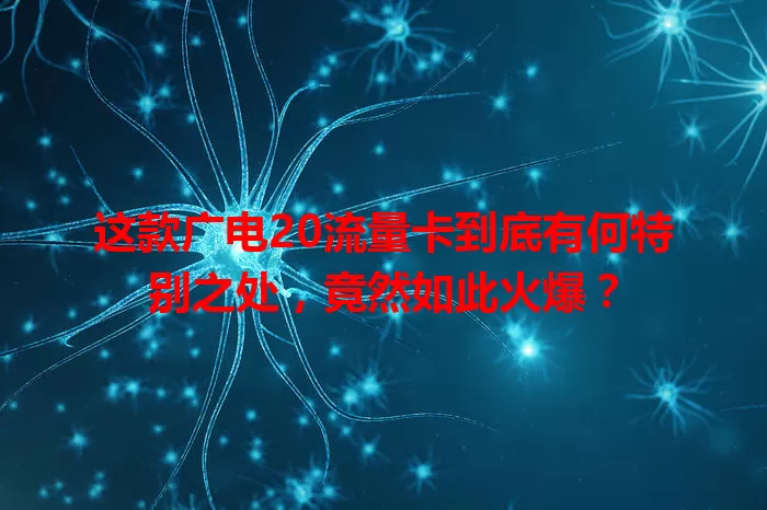 这款广电20流量卡到底有何特别之处，竟然如此火爆？