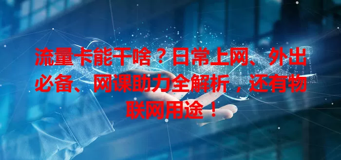 流量卡能干啥？日常上网、外出必备、网课助力全解析，还有物联网用途！