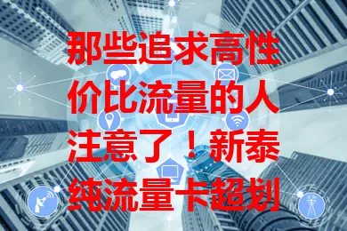 那些追求高性价比流量的人注意了！新泰纯流量卡超划算