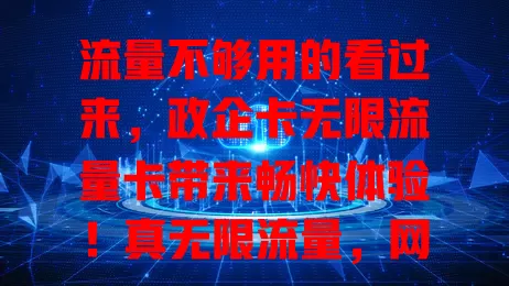 流量不够用的看过来，政企卡无限流量卡带来畅快体验！真无限流量，网速超快又稳定，告别流量烦恼，开启数字无限流量新时代