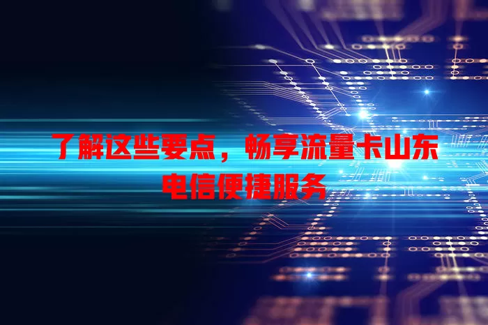 了解这些要点，畅享流量卡山东电信便捷服务