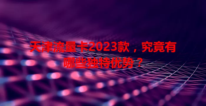 天津流量卡2023款，究竟有哪些独特优势？