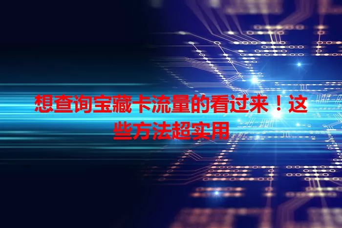 想查询宝藏卡流量的看过来！这些方法超实用
