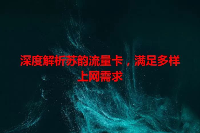 深度解析苏韵流量卡，满足多样上网需求