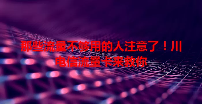 那些流量不够用的人注意了！川电信流量卡来救你