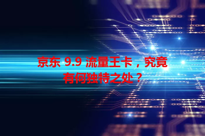 京东 9.9 流量王卡，究竟有何独特之处？