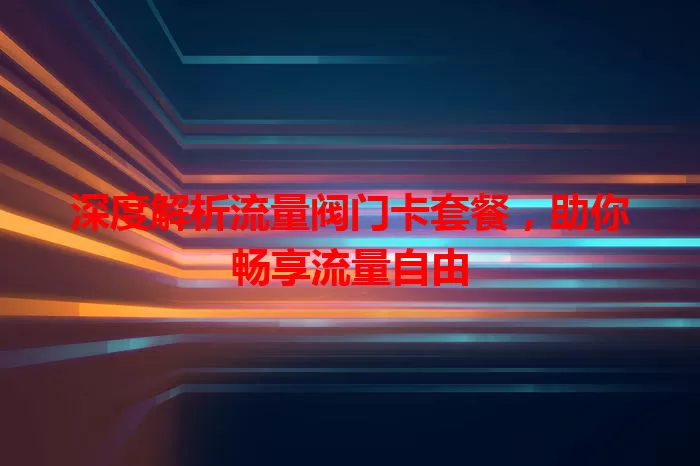 深度解析流量阀门卡套餐，助你畅享流量自由