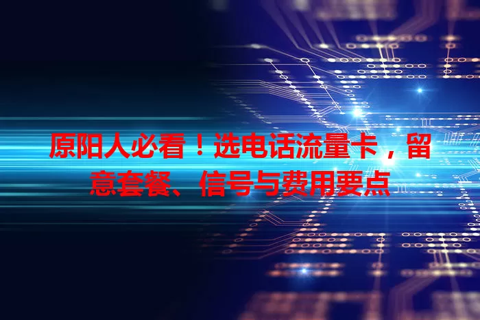 原阳人必看！选电话流量卡，留意套餐、信号与费用要点