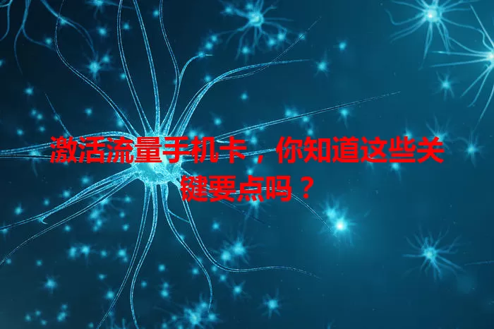 激活流量手机卡，你知道这些关键要点吗？
