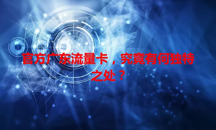 官方广东流量卡，究竟有何独特之处？