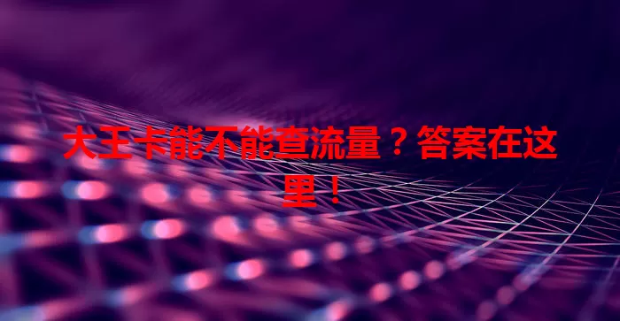 大王卡能不能查流量？答案在这里！