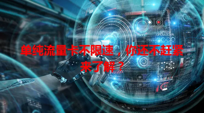单纯流量卡不限速，你还不赶紧来了解？