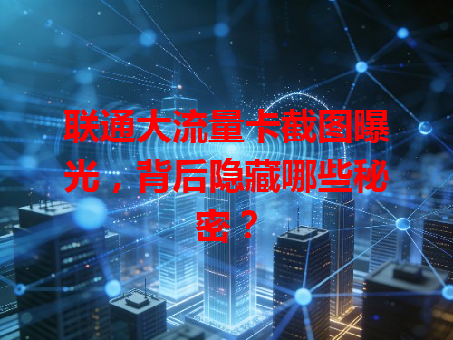 联通大流量卡截图曝光，背后隐藏哪些秘密？