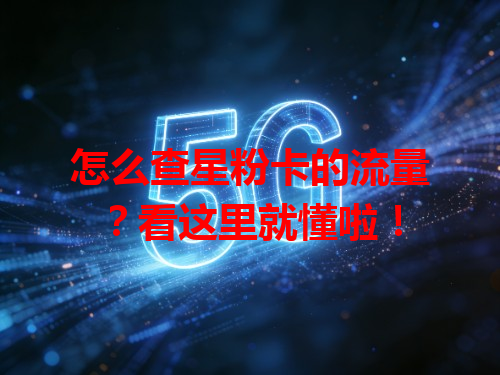 怎么查星粉卡的流量？看这里就懂啦！