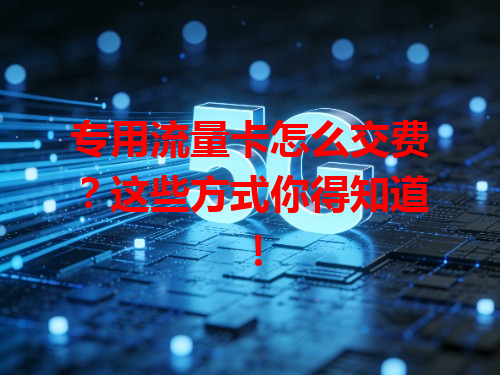 专用流量卡怎么交费？这些方式你得知道！