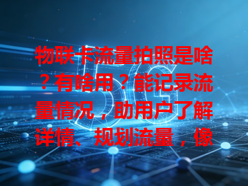 物联卡流量拍照是啥？有啥用？能记录流量情况，助用户了解详情、规划流量，像直观看到消耗趋势，对流量使用超有帮助！