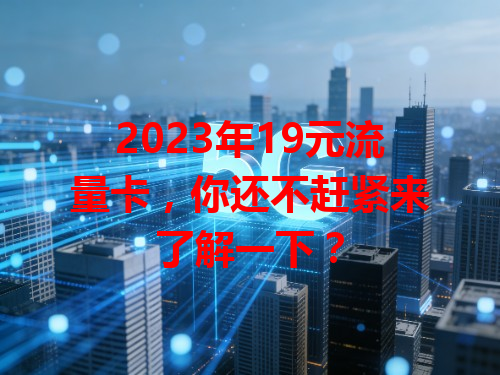 2023年19元流量卡，你还不赶紧来了解一下？