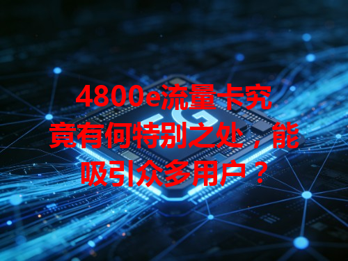 4800e流量卡究竟有何特别之处，能吸引众多用户？