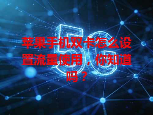 苹果手机双卡怎么设置流量使用，你知道吗？