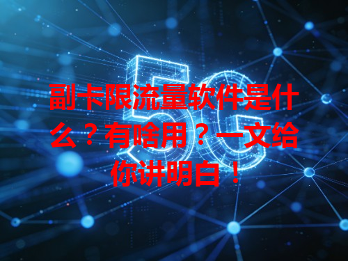 副卡限流量软件是什么？有啥用？一文给你讲明白！