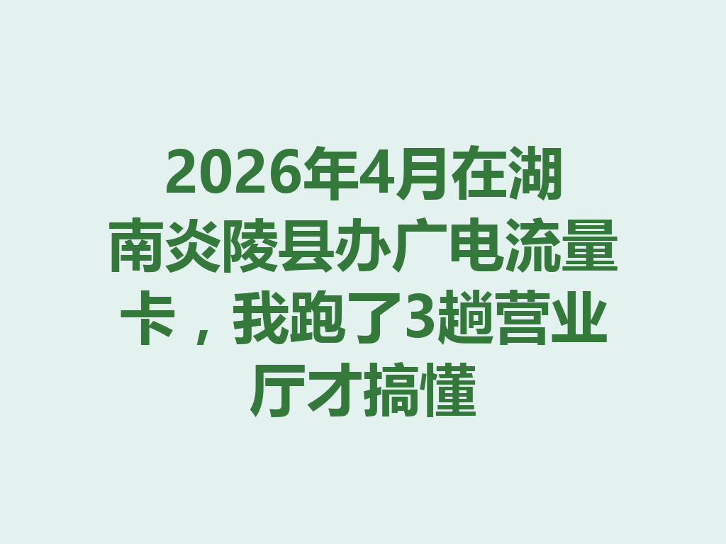 2026年4月在湖南炎陵县办广电流量卡，我跑了3趟营业厅才搞懂