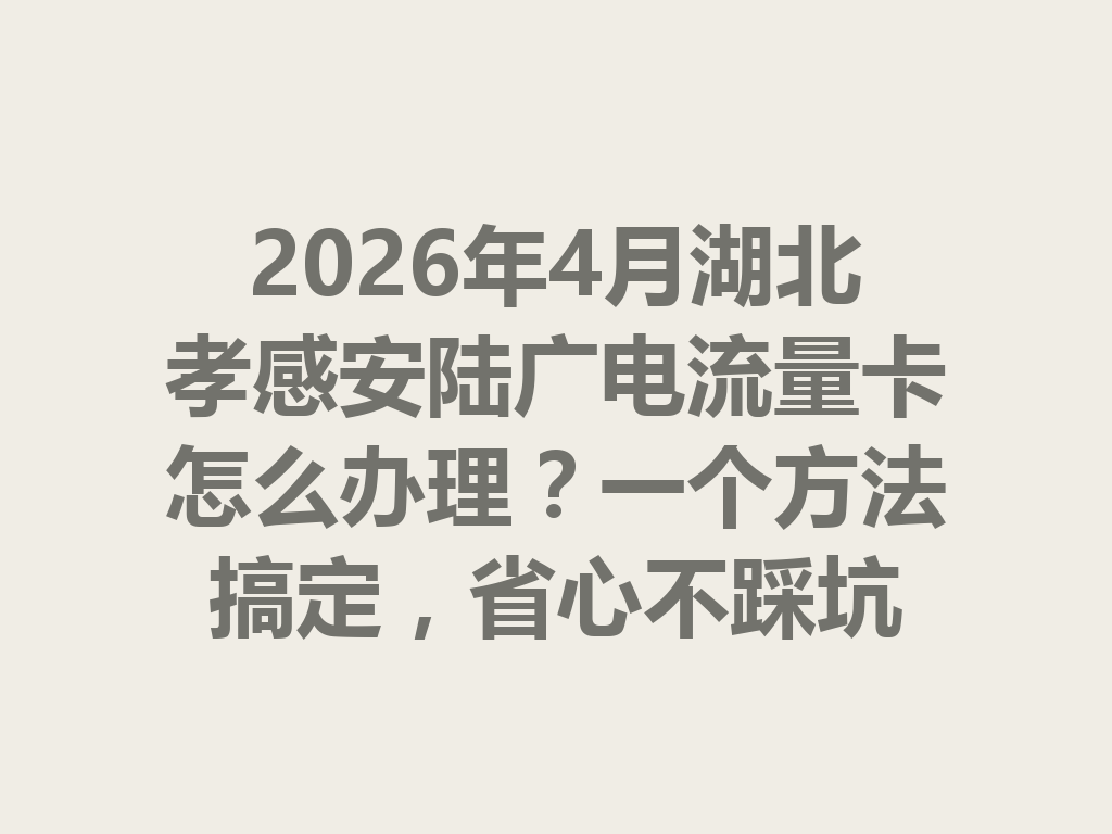 2026年4月湖北孝感安陆广电流量卡怎么办理？一个方法搞定，省心不踩坑