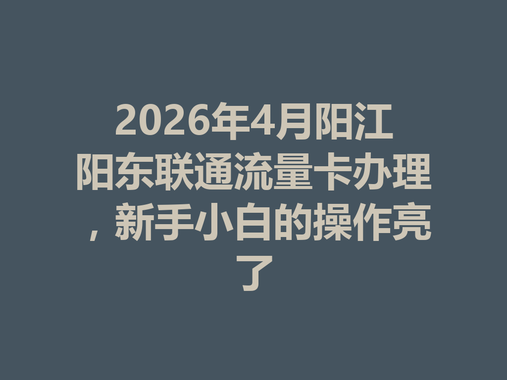 2026年4月阳江阳东联通流量卡办理，新手小白的操作亮了