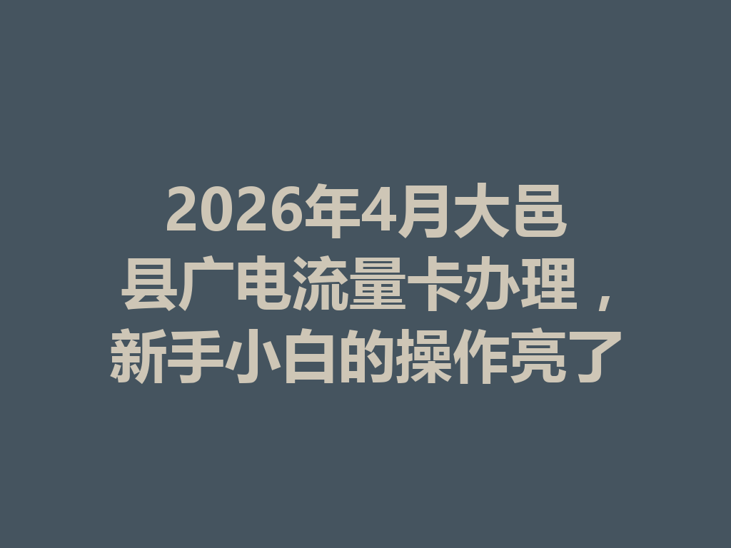 2026年4月大邑县广电流量卡办理，新手小白的操作亮了