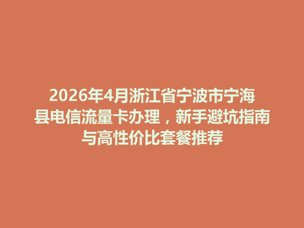 2026年4月浙江省宁波市宁海县电信流量卡办理，新手避坑指南与高性价比套餐推荐