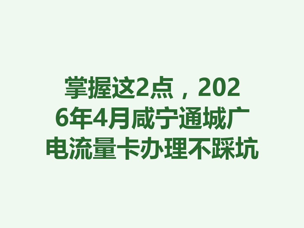 掌握这2点,2026年4月咸宁通城广电流量卡办理不踩坑