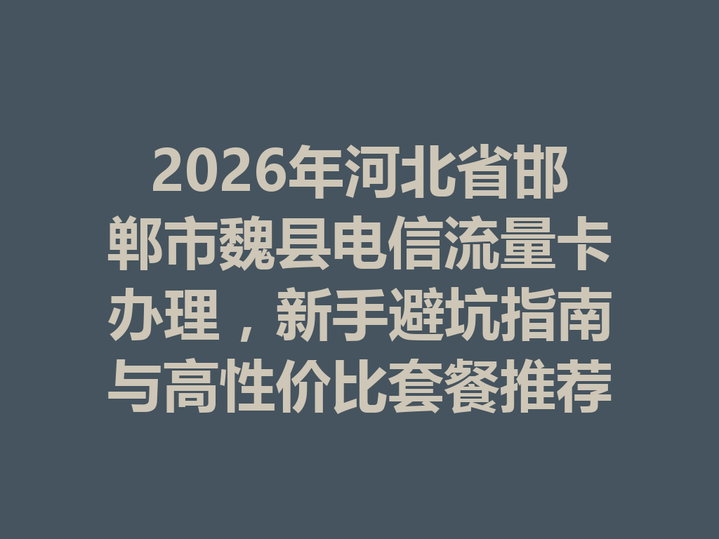 2026年河北省邯郸市魏县电信流量卡办理，新手避坑指南与高性价比套餐推荐