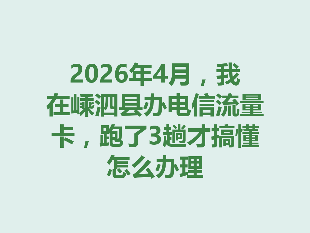 2026年4月，我在嵊泗县办电信流量卡，跑了3趟才搞懂怎么办理