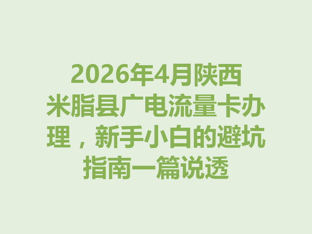 2026年4月陕西米脂县广电流量卡办理，新手小白的避坑指南一篇说透