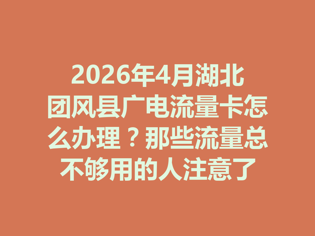 2026年4月湖北团风县广电流量卡怎么办理？那些流量总不够用的人注意了