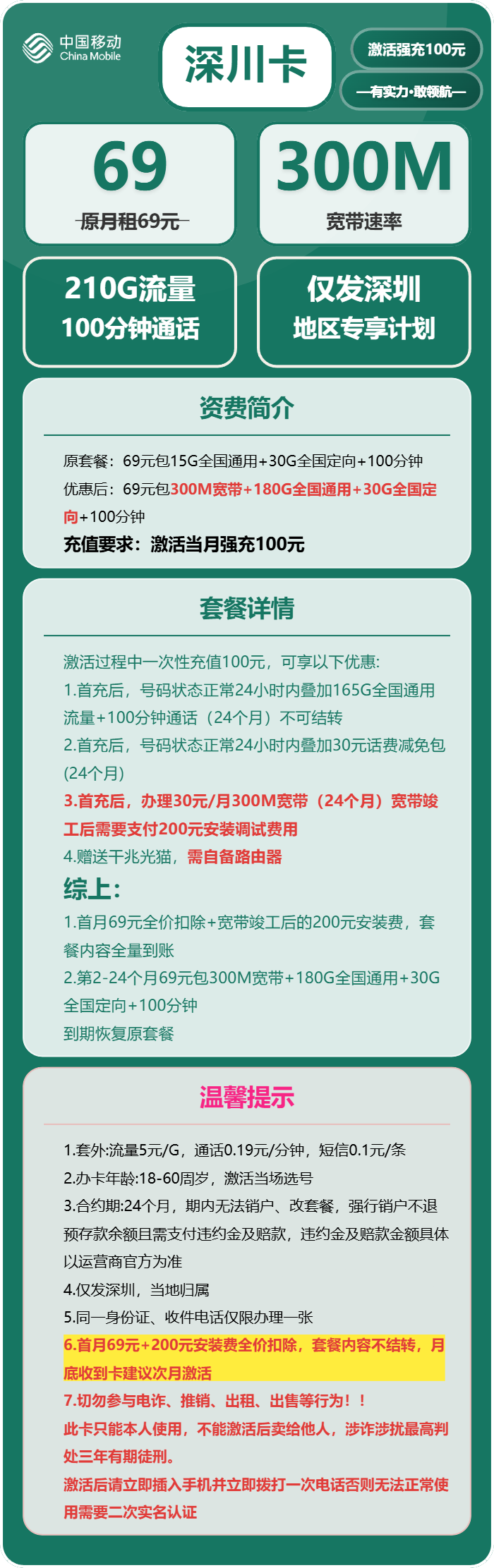 移动深川卡详情