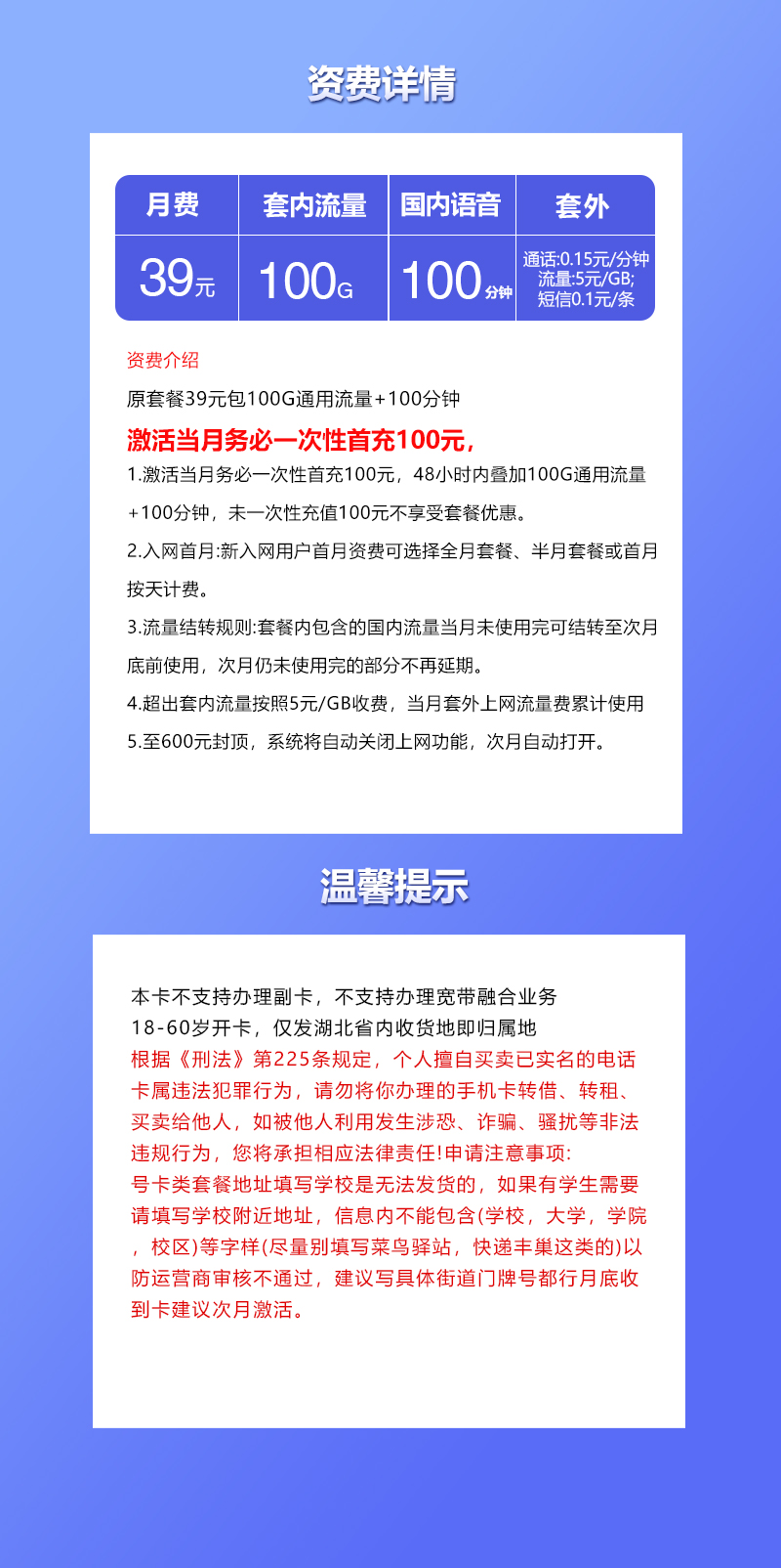 联通湖北专属卡②详情