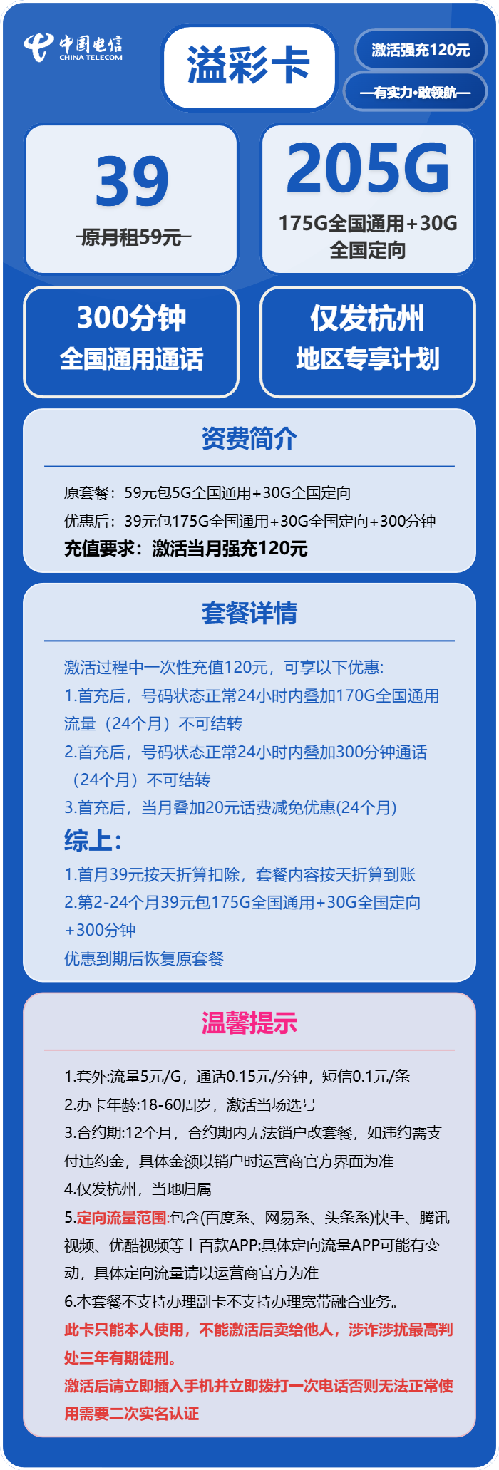 电信溢彩卡详情