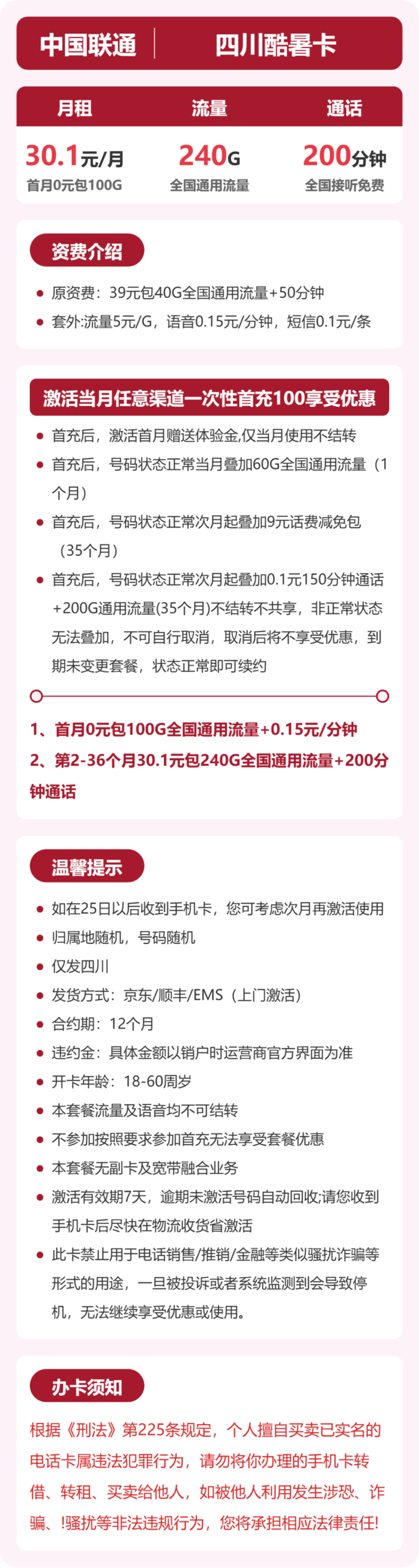 联通四川酷暑卡详情