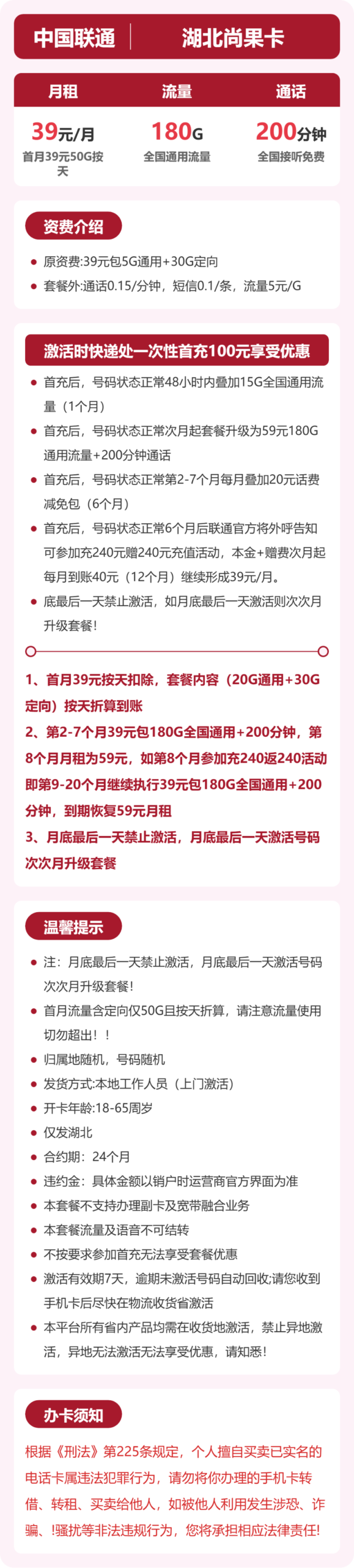 联通湖北尚果卡②详情