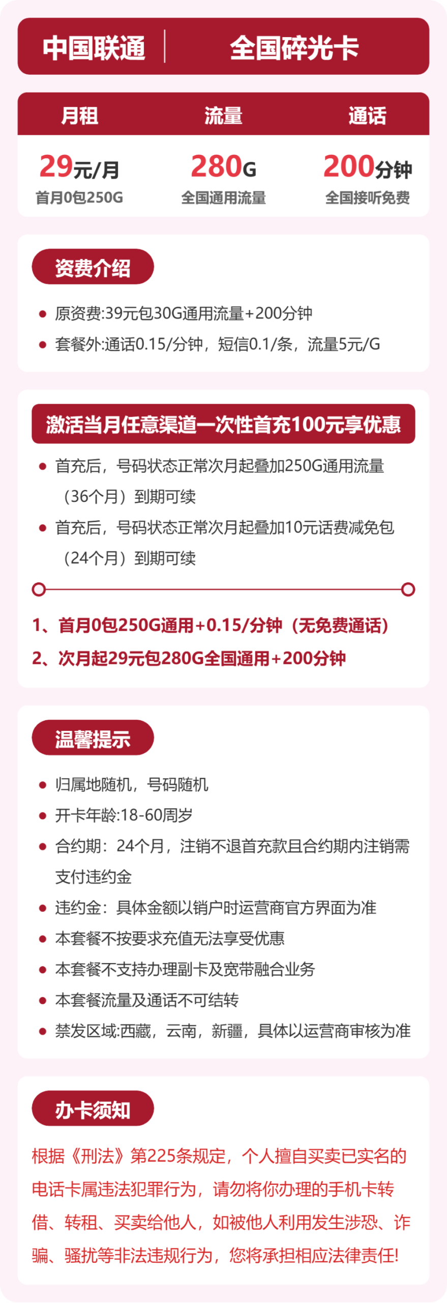 联通全国碎光卡详情