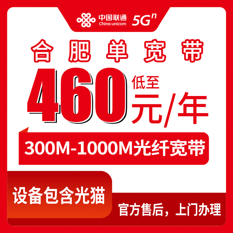 2026年8月28日合肥肥西县联通单宽带包年460元起，300M到1000M怎么选最划算？