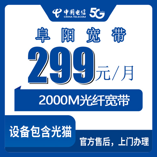 2026年10月24日安徽省阜阳阜南县装电信2000M融合宽带299元/月，资费明细和上门安装过程我都记下来了